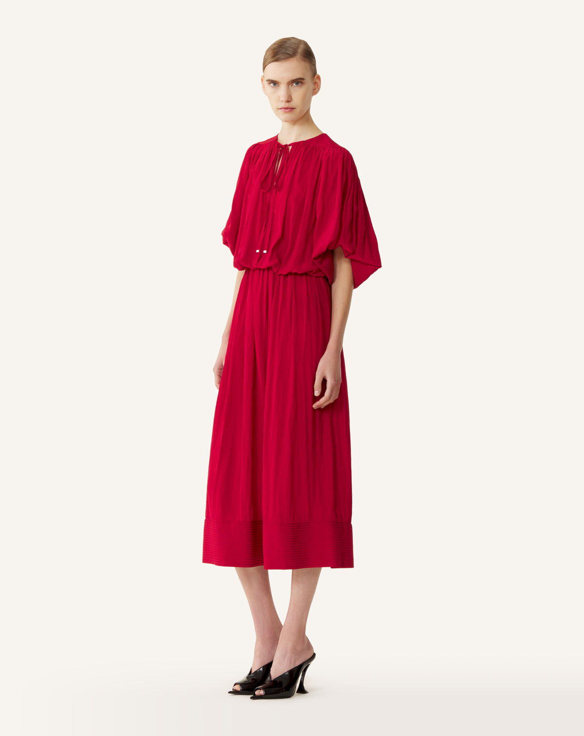 Robe à manches bouffantes - Rouge anemone