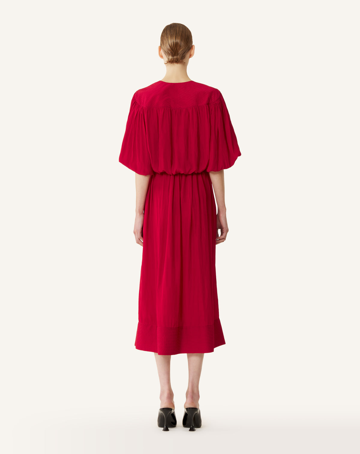 Robe à manches bouffantes - Rouge anemone