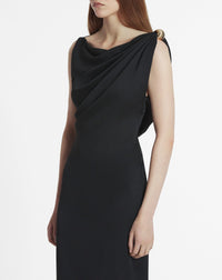 Robe drapée bague arpège - Noir