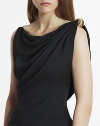 Robe drapée bague arpège - Noir
