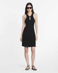 ZZNO STOCK NOIR ROBE COURTE CÔTELÉE