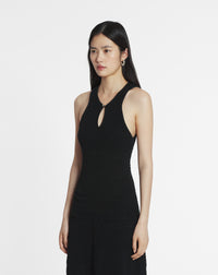 ZZNO STOCK NOIR ROBE COURTE CÔTELÉE