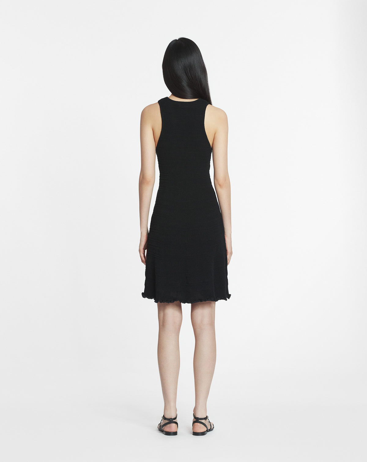 ZZNO STOCK NOIR ROBE COURTE CÔTELÉE