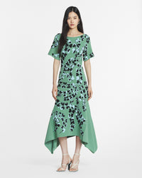 ZZNO STOCK VERT DE GRIS ROBE MIDI JACQUARD RATEAU