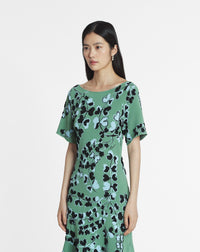 ZZNO STOCK VERT DE GRIS ROBE MIDI JACQUARD RATEAU