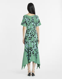 ZZNO STOCK VERT DE GRIS ROBE MIDI JACQUARD RATEAU