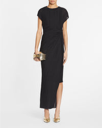Robe longue à détail noué - Noir