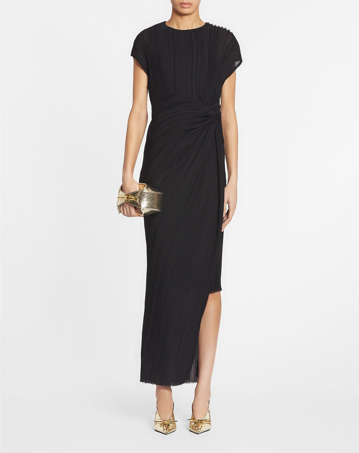 Robe longue à détail noué - Noir
