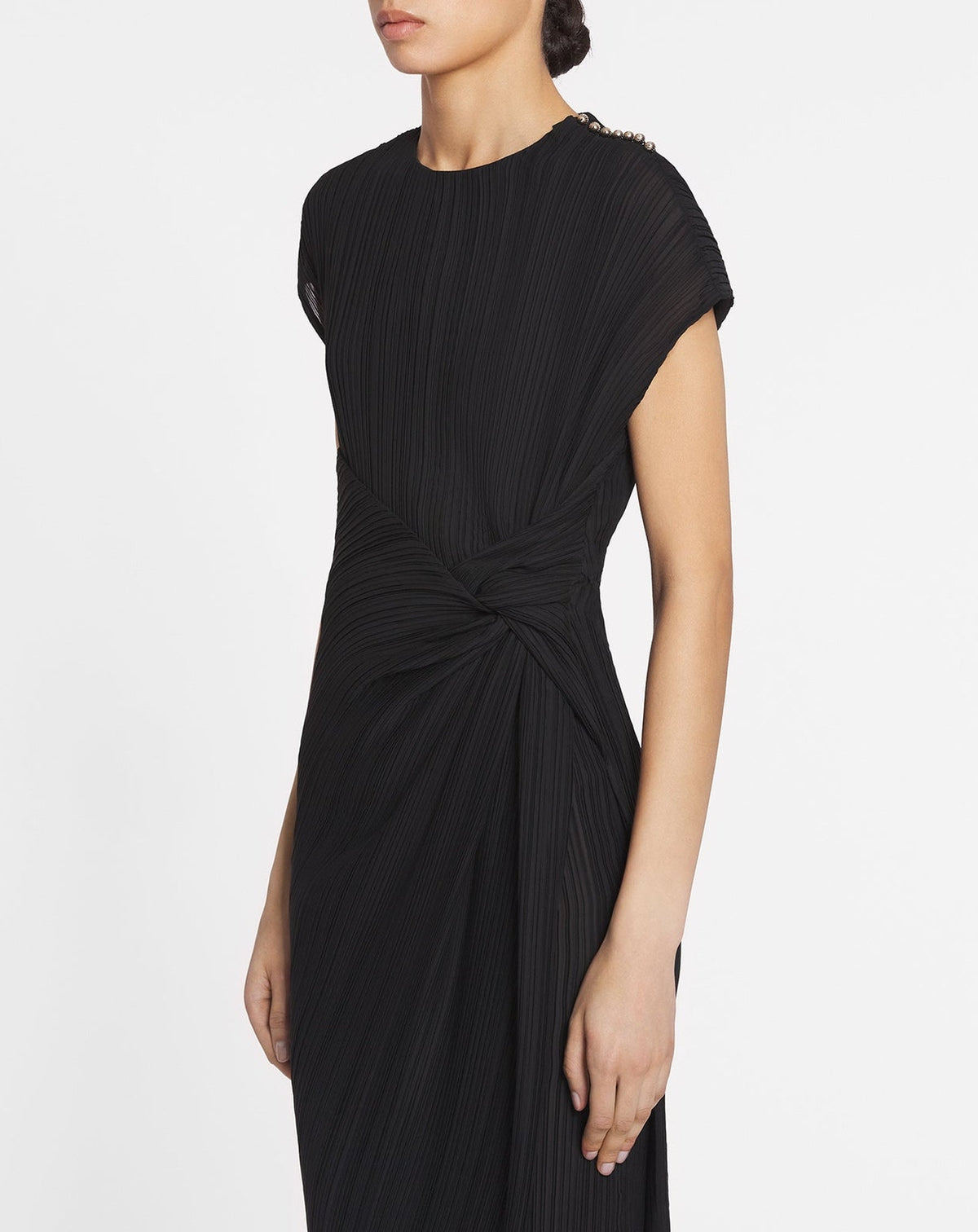 Robe longue à détail noué - Noir