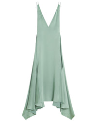 Robe midi à quilles en soie - Vert de Gris