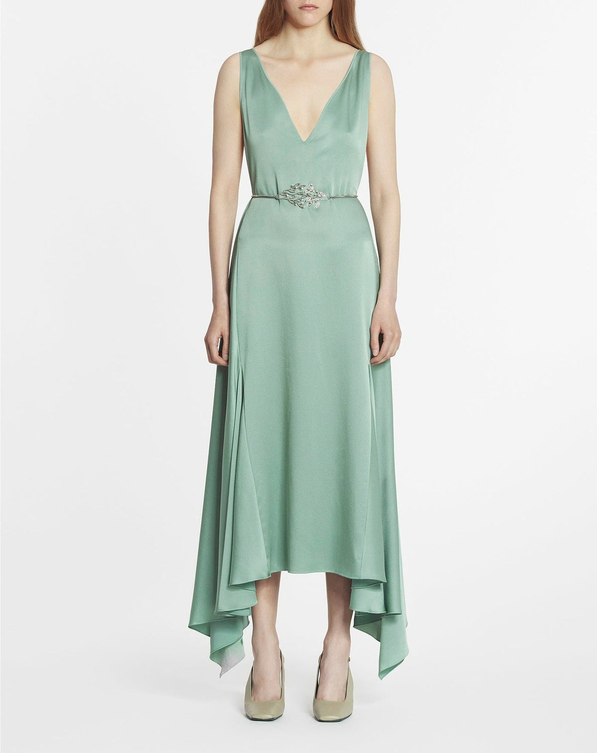 Robe midi à quilles - Vert de gris