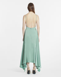 Robe midi à quilles en soie - Vert de Gris