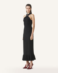 Robe ajustée à volants - Noir