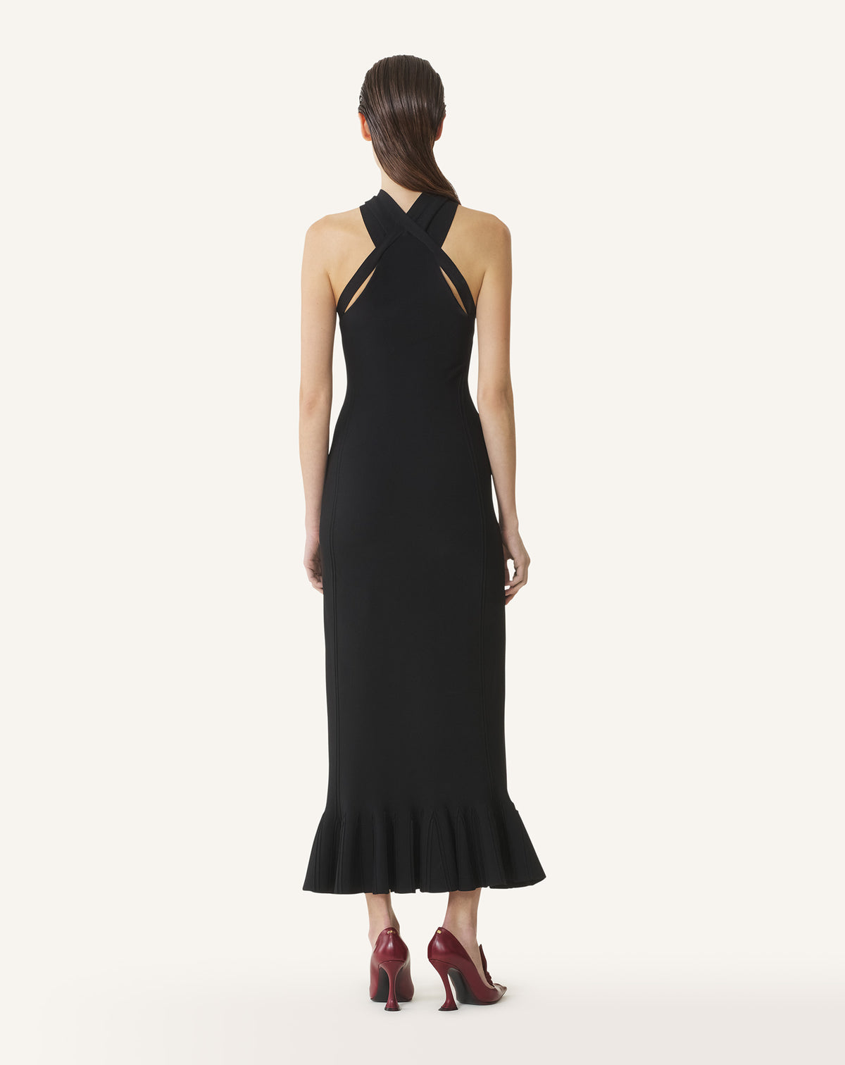 Robe ajustée à volants - Noir