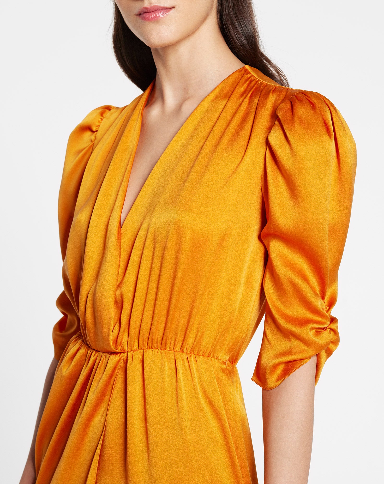 Robe drapée asymétrique - Miel