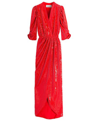 Robe longue portefeuille - Rouge Vif