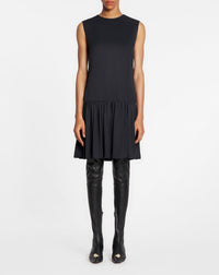 ZZNO STOCK NOIR SLEEVLESS RD NECK DRESS WITH RUFFLES