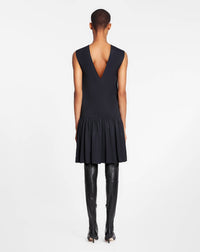 ZZNO STOCK NOIR SLEEVLESS RD NECK DRESS WITH RUFFLES