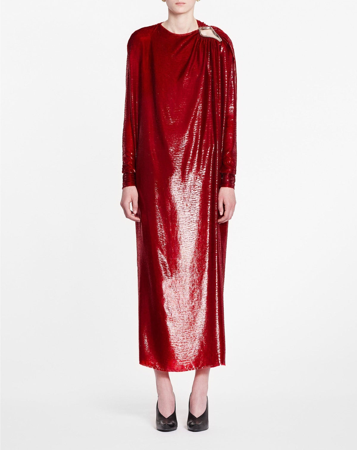 Robe longue drapée - Rouge