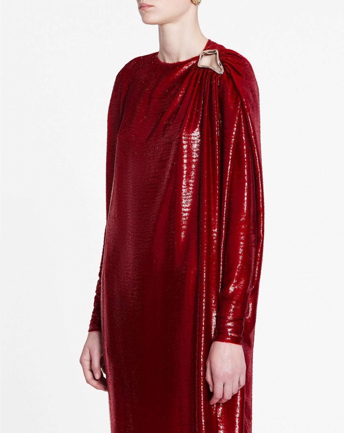 Robe longue drapée - Rouge
