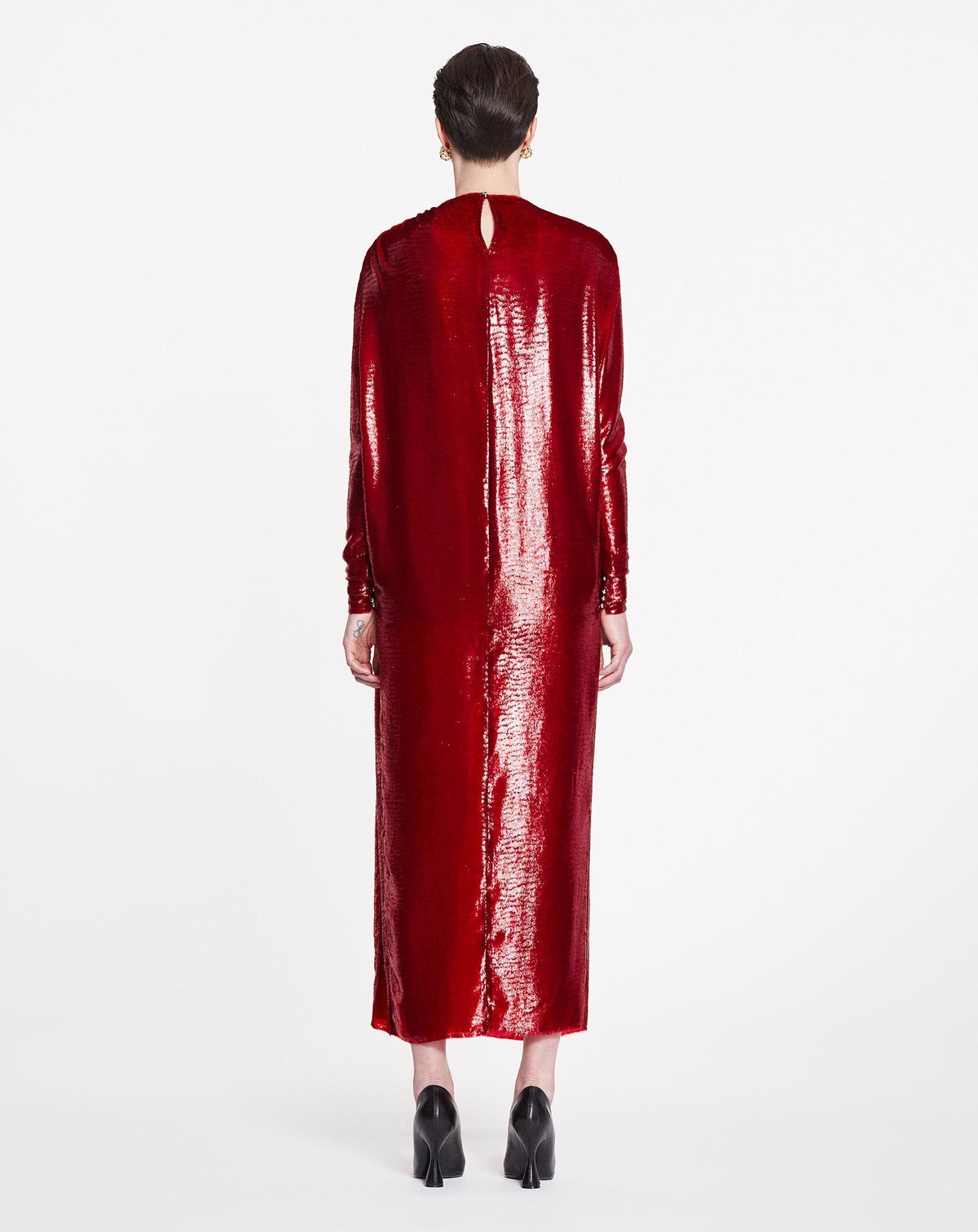 Robe longue drapée - Rouge