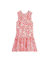 Robe courte sans manches imprimée en soie - Coquelicot