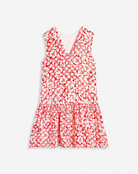 Robe courte sans manches imprimée en soie - Coquelicot