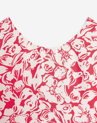 Robe courte sans manches imprimée en soie - Coquelicot