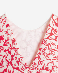 Robe courte sans manches imprimée en soie - Coquelicot
