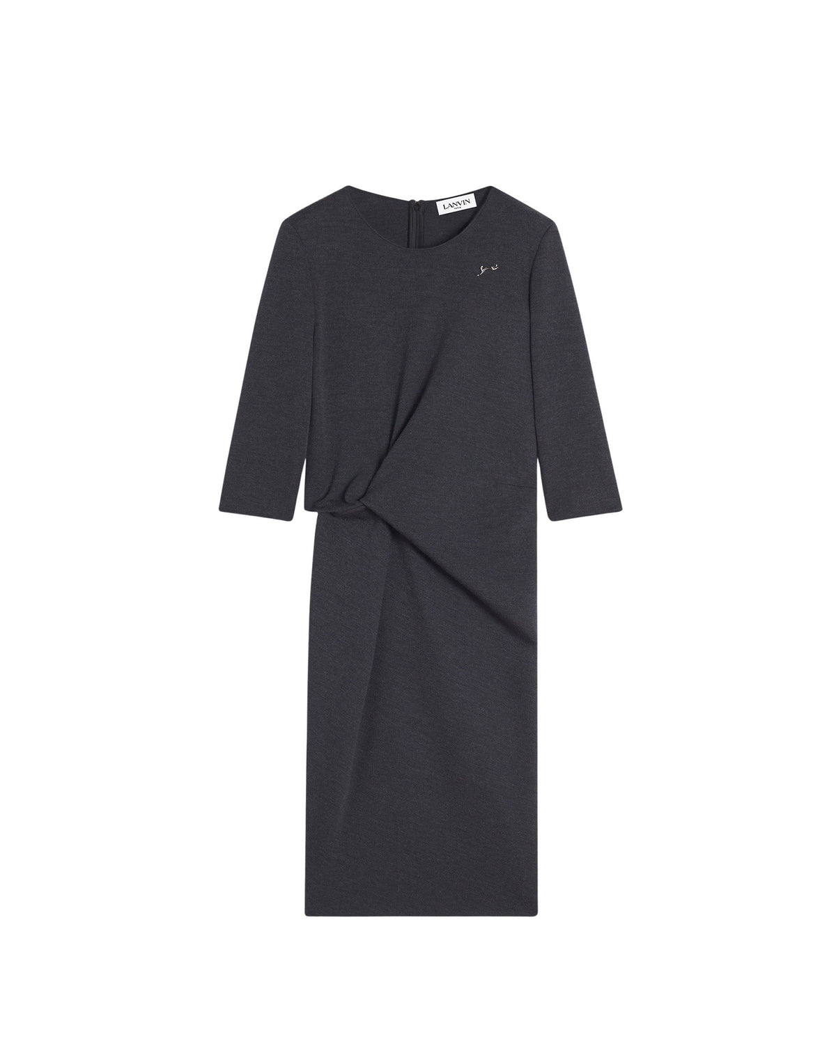 Robe détail nœud en laine - Gris Foncé