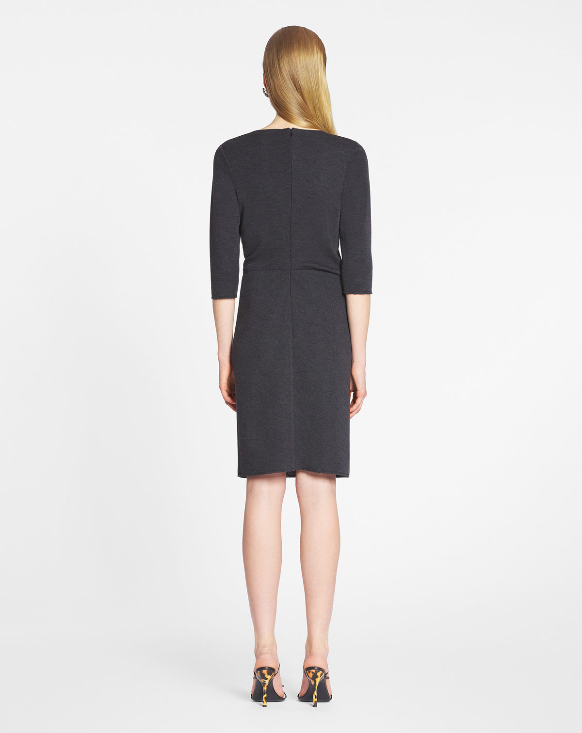 Robe détail nœud en laine - Gris Foncé