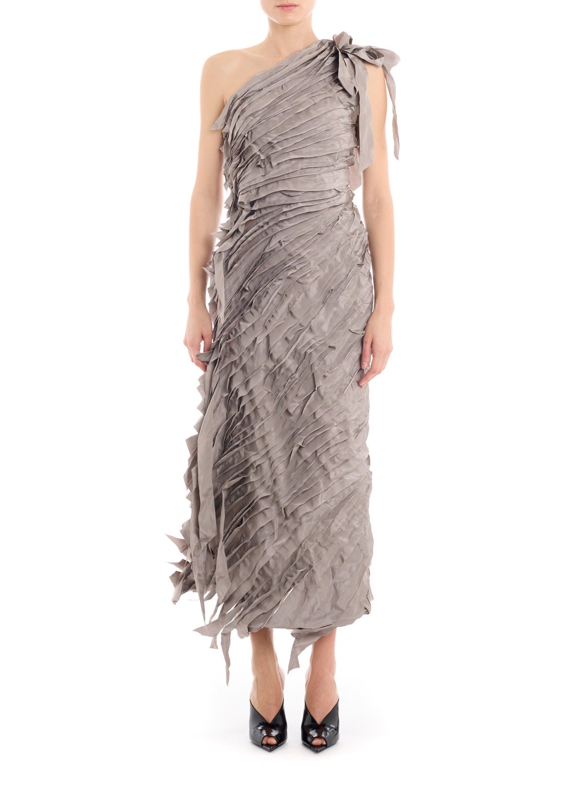 Cascade - robe midi asymétrique - Tourterelle
