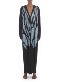ZZNO STOCK NOIR CAFTAN BRODÉ À COL V