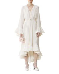 Robe longue à volants - Blanc casse