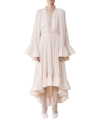 Robe longue à volants - Rose pâle