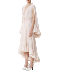 Robe longue à volants - Rose pâle