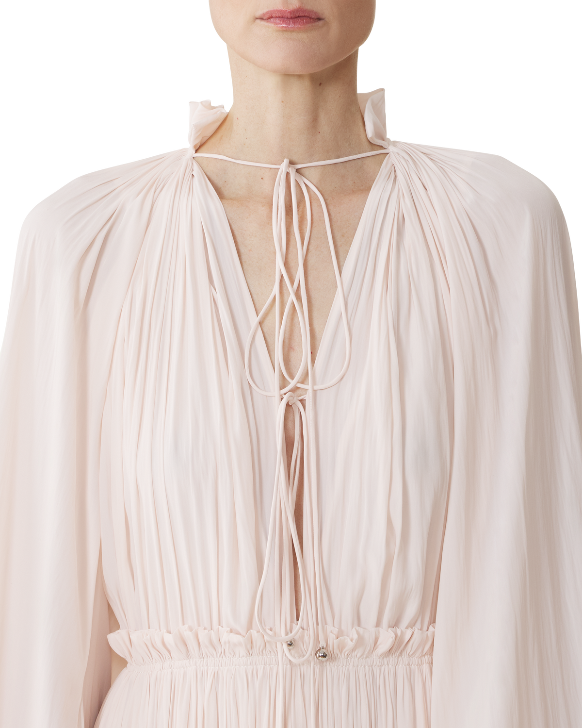 Robe longue à volants - Rose pâle