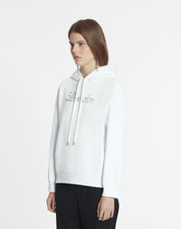 Hoodie logo manuscrit brodé - Blanc optique