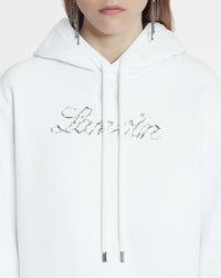 Hoodie logo manuscrit brodé - Blanc optique