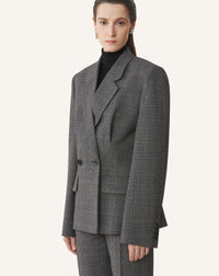 Veste tailleur double boutonnage - Gris fonce chine