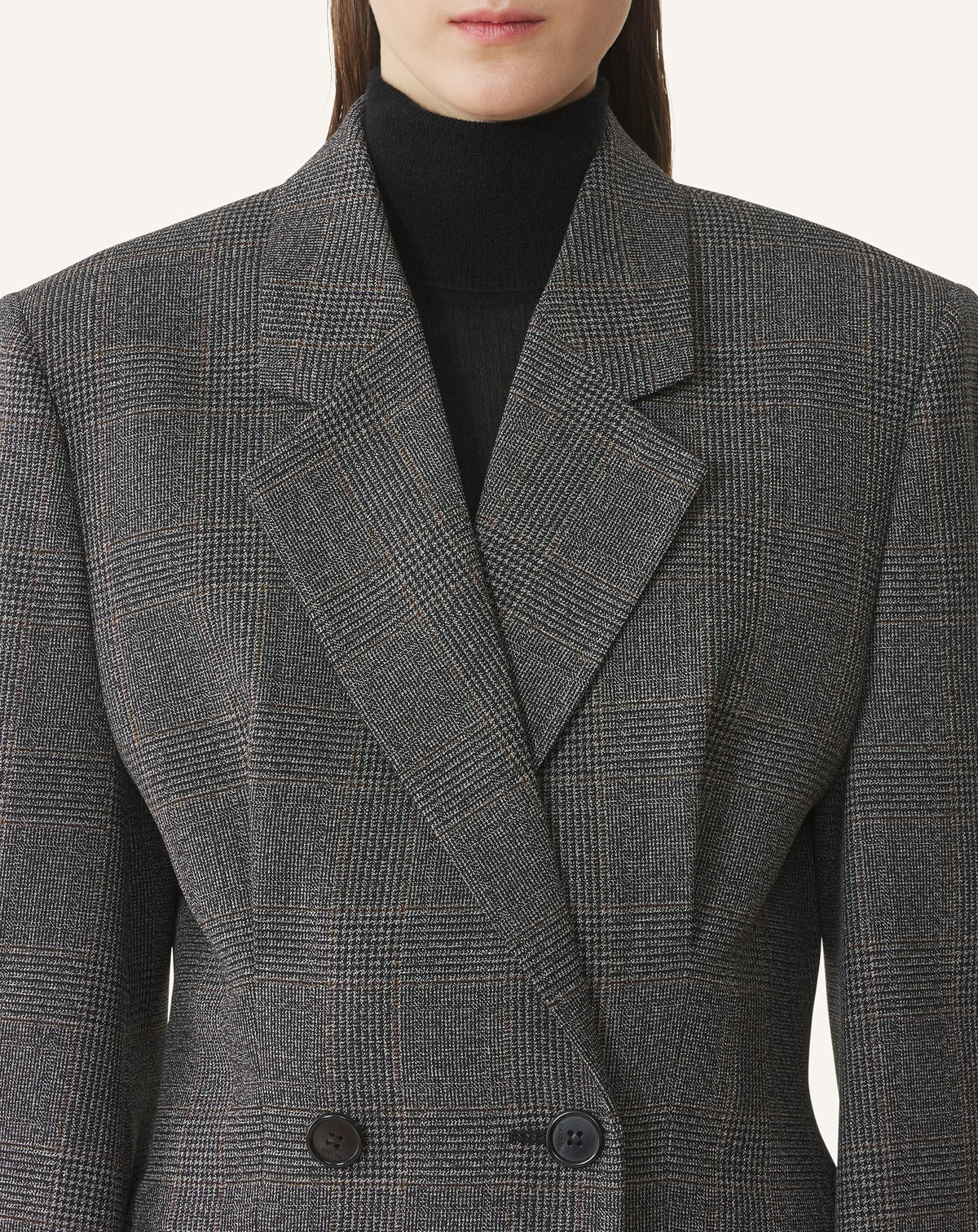 Veste tailleur double boutonnage - Gris fonce chine