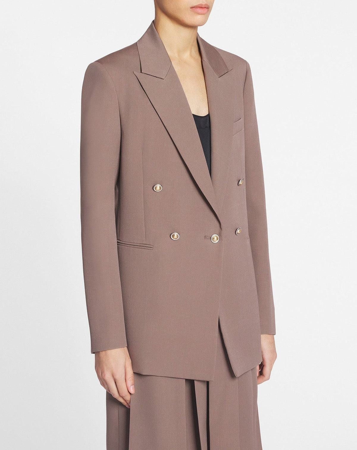 Blazer double boutonnage en laine - Marron Glace