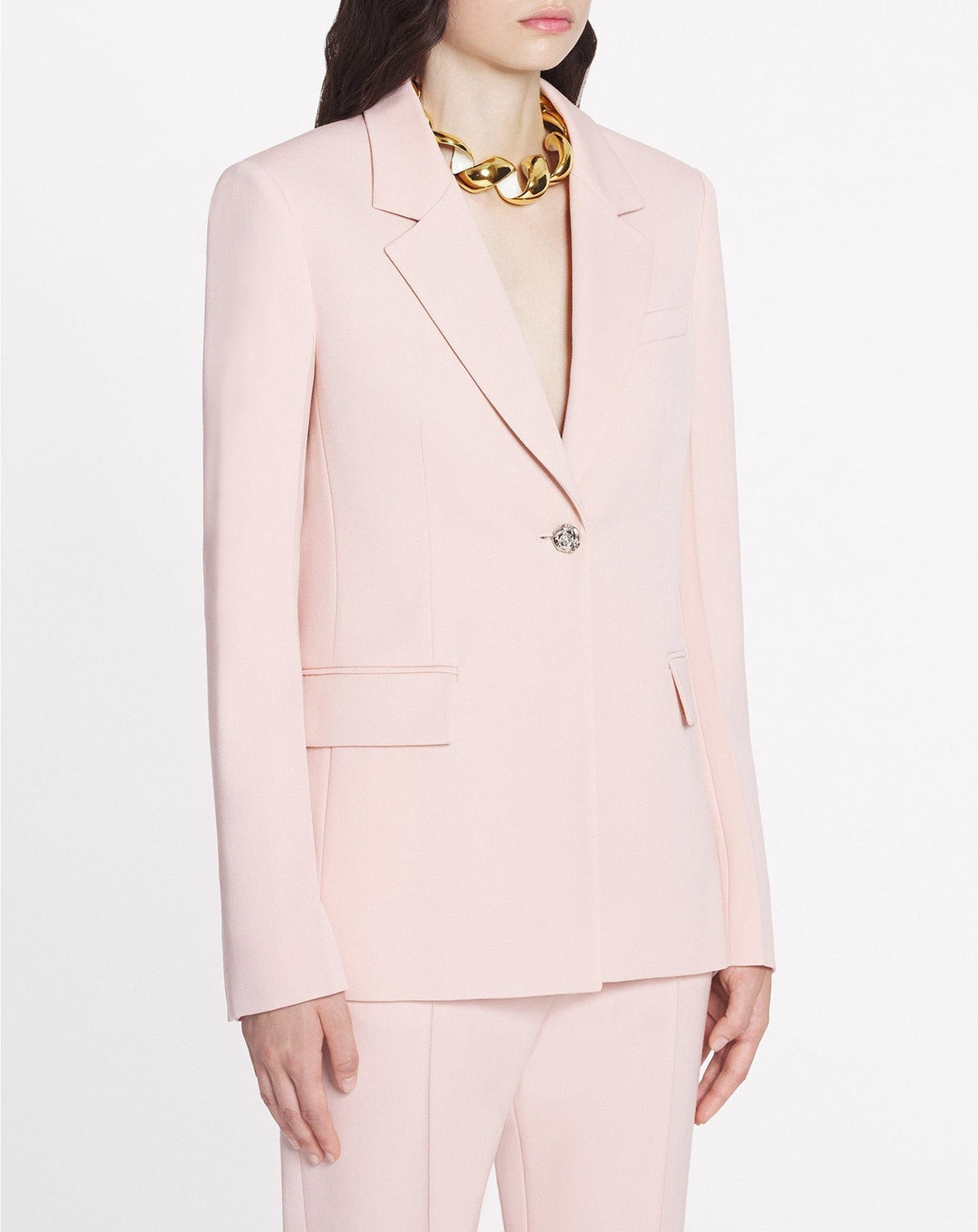 Blazer simple boutonnage en laine - Rosé