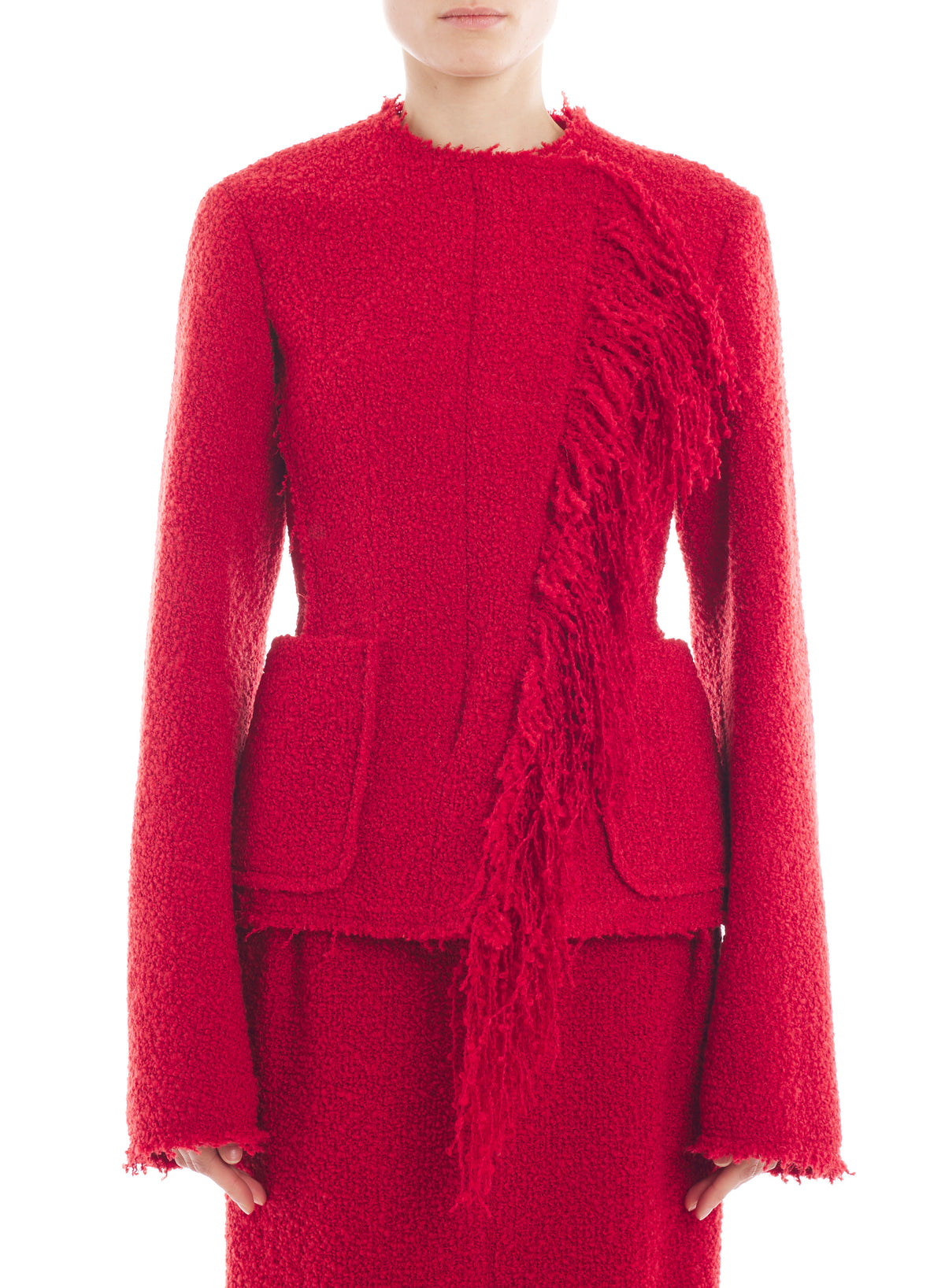 Veste sans col - Rouge anemone