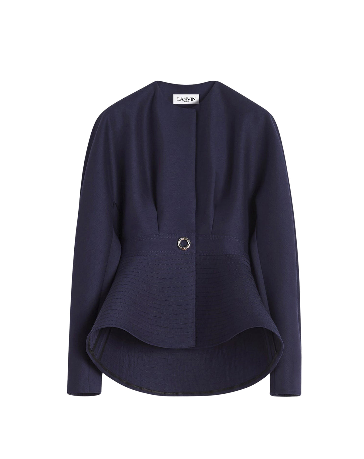 Veste peplum en laine - Bleu Nuit