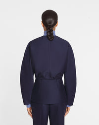Veste peplum en laine - Bleu Nuit