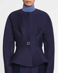 Veste peplum en laine - Bleu Nuit
