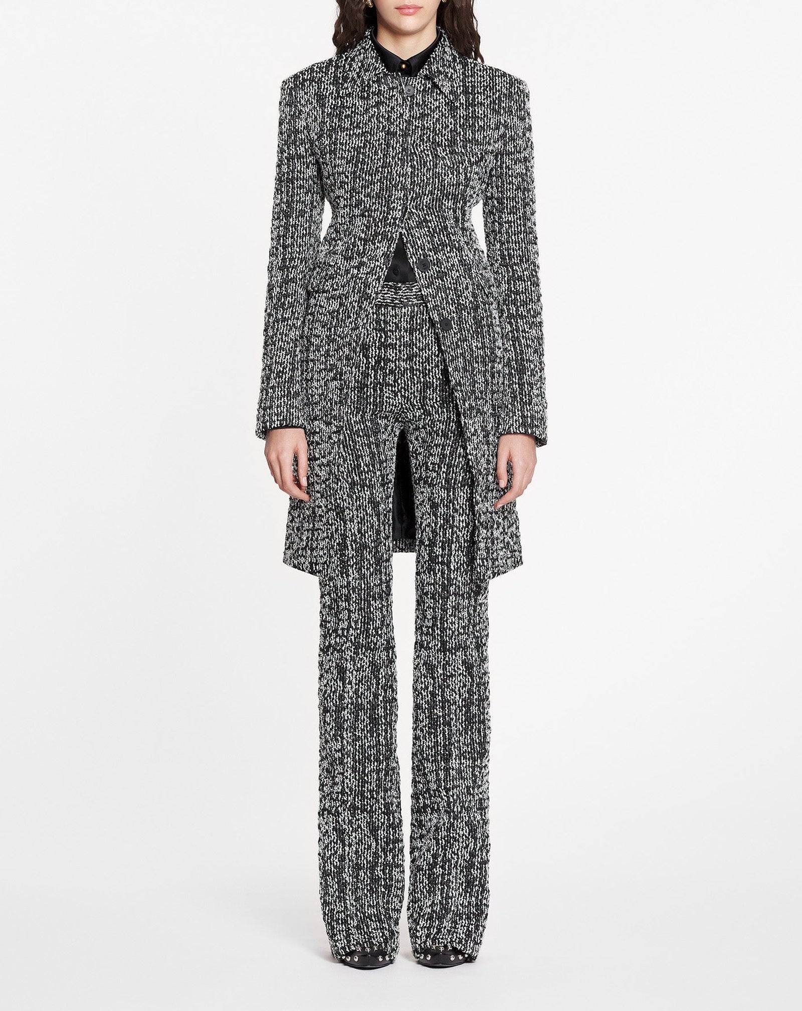 Veste longue cintrée - Noir & Blanc