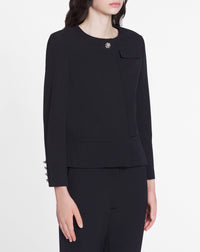 Veste cropped ajustée en tissu - Noir