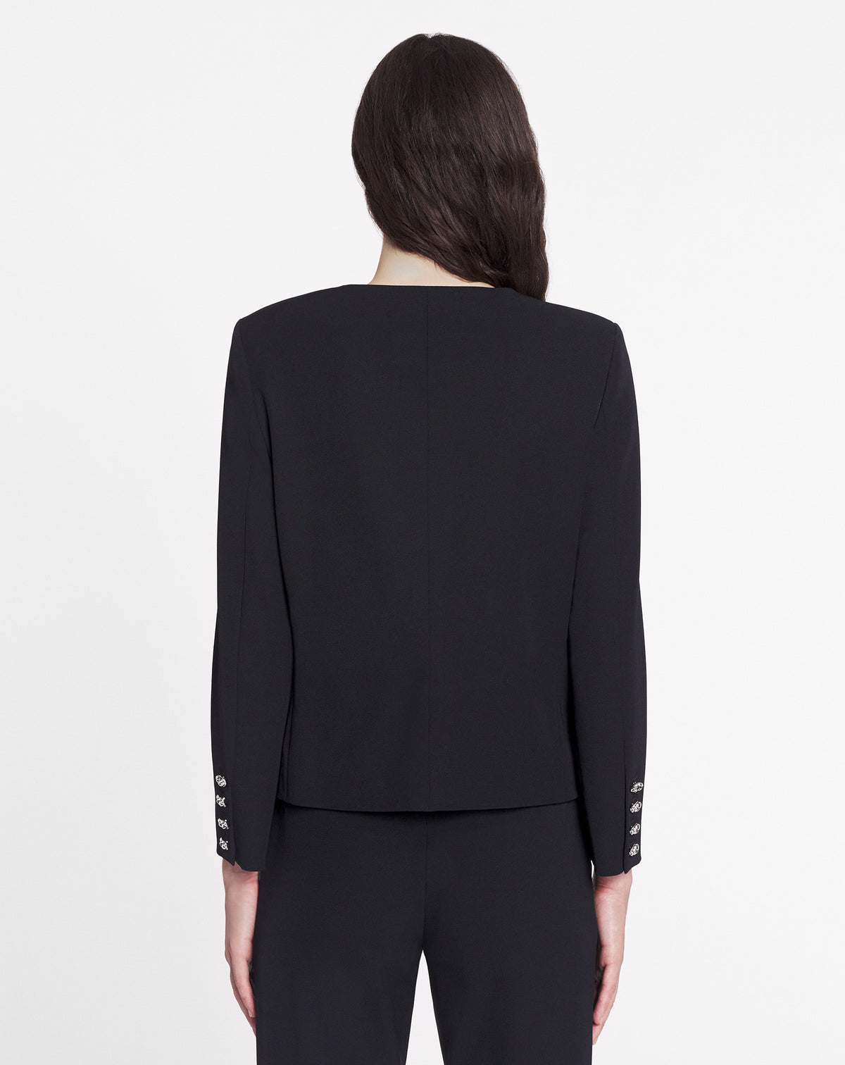 Veste cropped ajustée en tissu - Noir